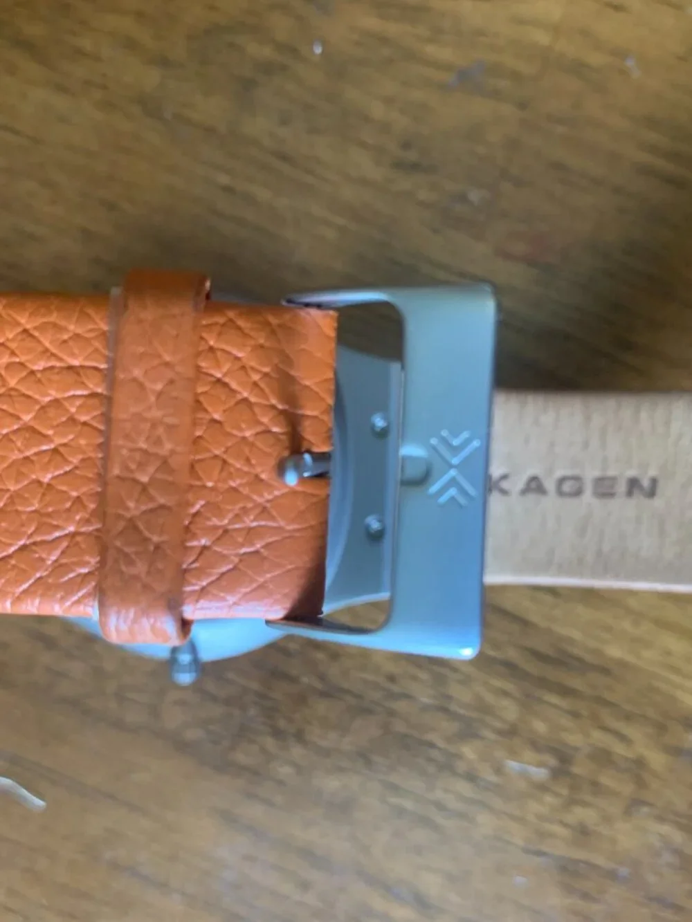 Skagen Denmark 234XXLTLO Titanium Quartz Watch Black Carbon Fiber Dial Orange